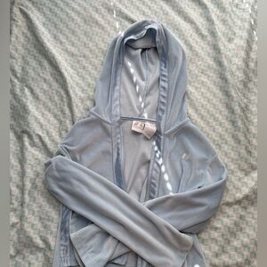 Light blue y2k velour velvet zip-up hoodie